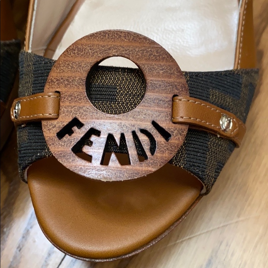 Fendi Zucca Slingback Platform Sandals Never Worn